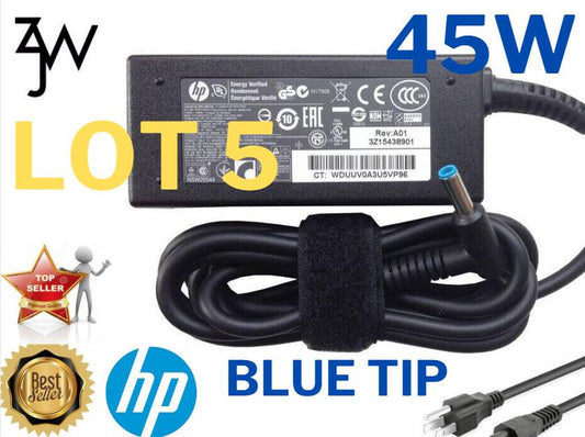LOT 5 Genuine HP laptop AC Adapter charger 19.5V 45W blue tip 741727-001
