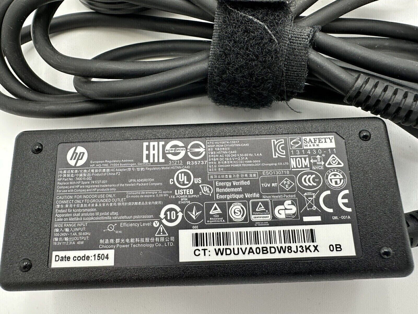 LOT 5 Genuine HP laptop AC Adapter charger 19.5V 45W blue tip 741727-001