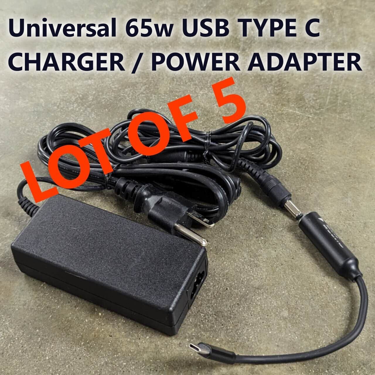 LOT OF 5 Lenovo 65W USB-C Type-C Laptop Charger Power Supply Adapter ADLX65YLC3A