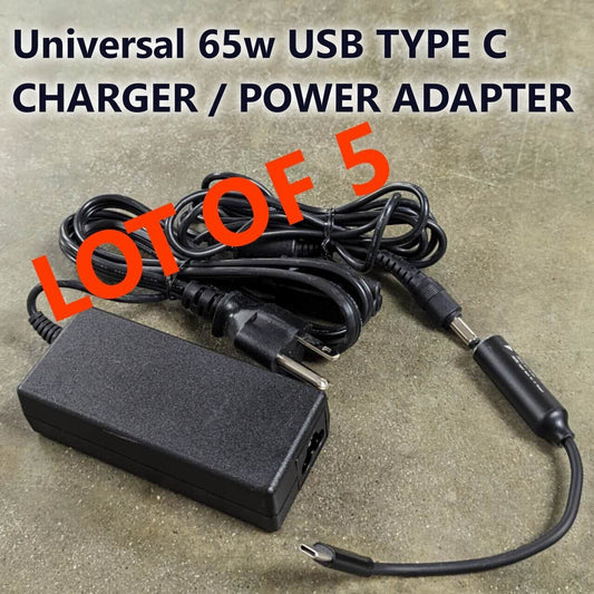 LOT OF 5 Lenovo 65W USB-C Type-C Laptop Charger Power Supply Adapter ADLX65YLC3A
