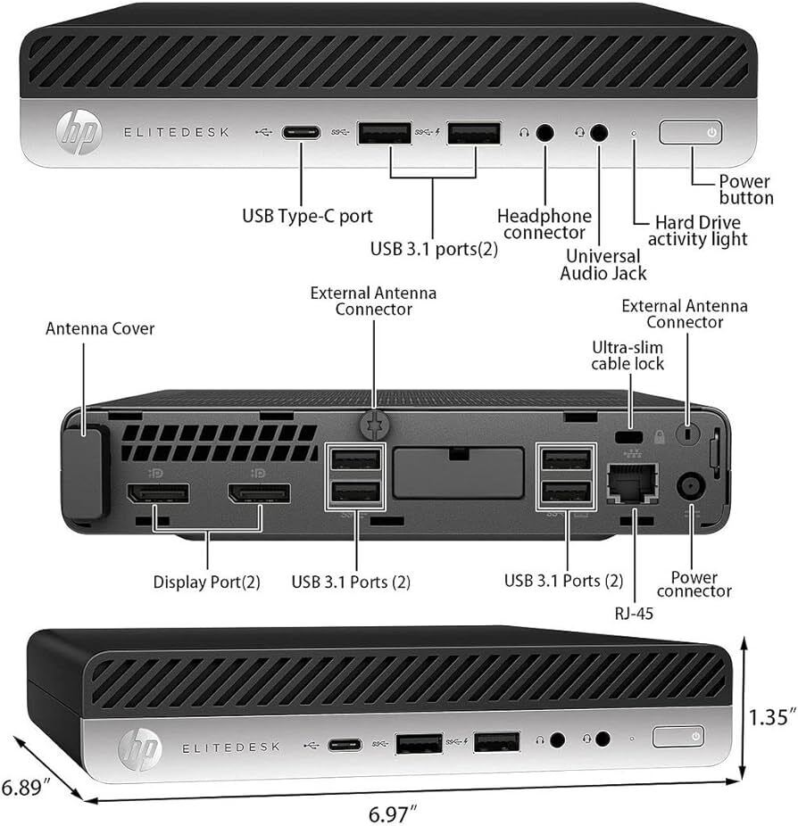 HP 800 G4 Mini Micro PC i7-8700T & up to 32GB RAM & 2*2TB SSD & WiFi & Win11