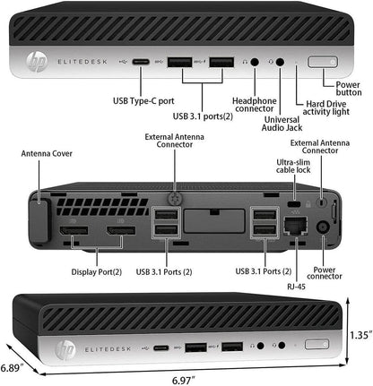 HP 800 G4 DM Micro Mini PC i7 8700T 16GB RAM 512GB SSD Windows 11 WiFi