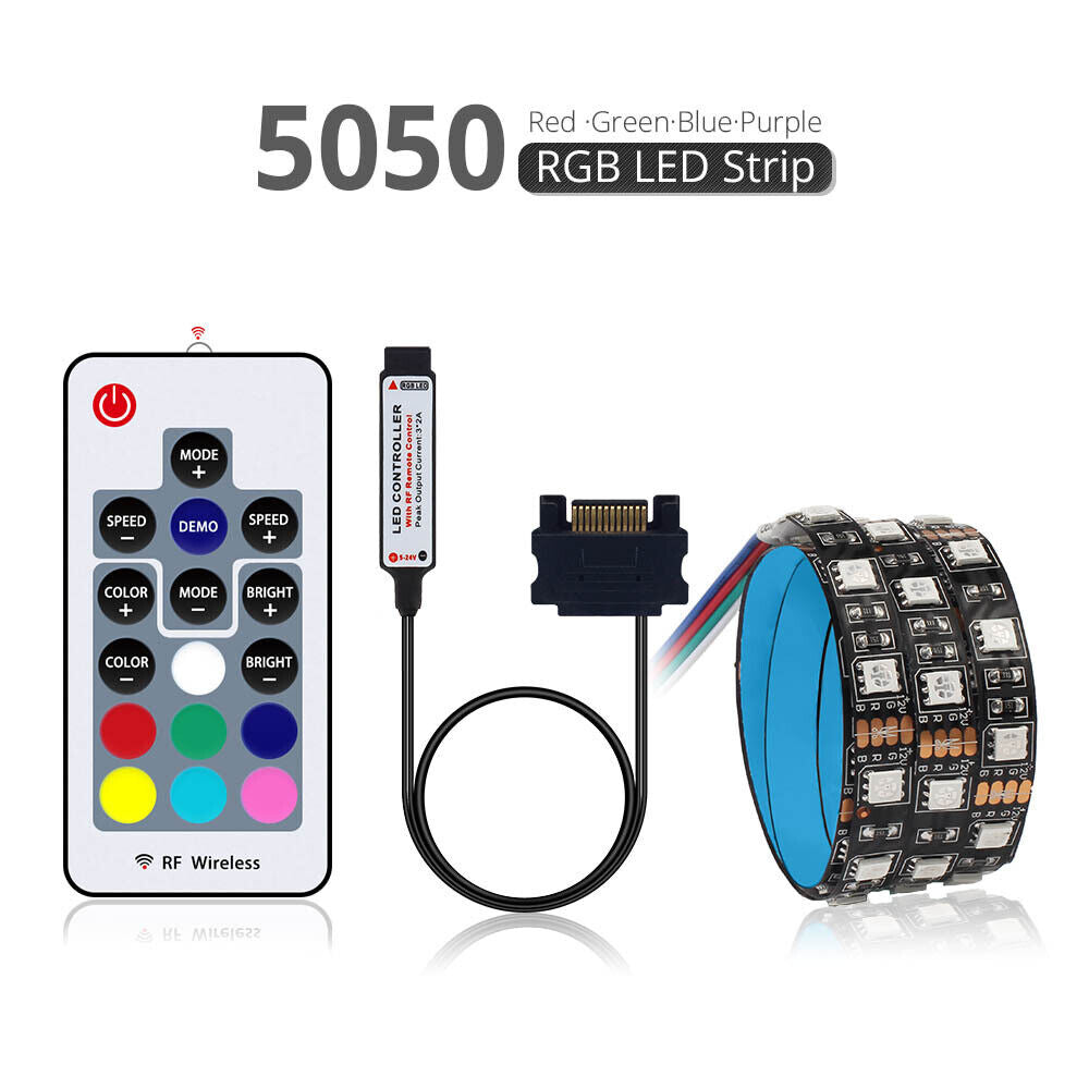 SATA RGB LED Strip Light for pc case Remote Control Computer Case Adhesive tape