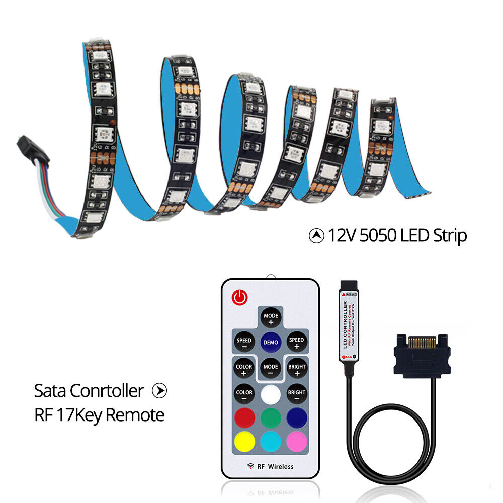 SATA RGB LED Strip Light for pc case Remote Control Computer Case Adhesive tape