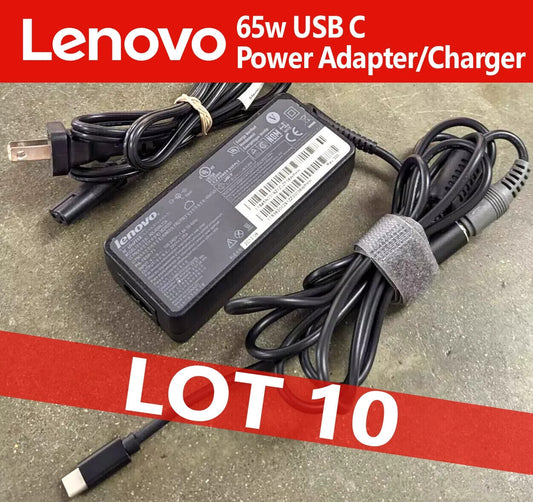 Lot of 10 Lenovo 65W USB-C Adapter Charger ThinkPad X1 Carbon Yoga ADLX65YLC3A