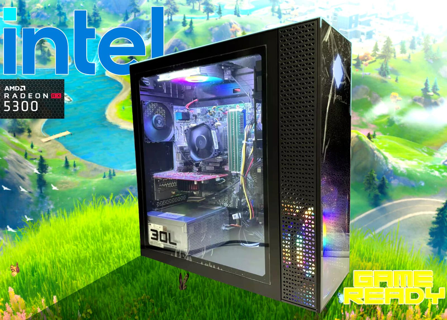 CUSTOM RGB GAMING PC i7 Quad 16GB 1TB SSD RX 5300 Windows 11 Pro WIFI