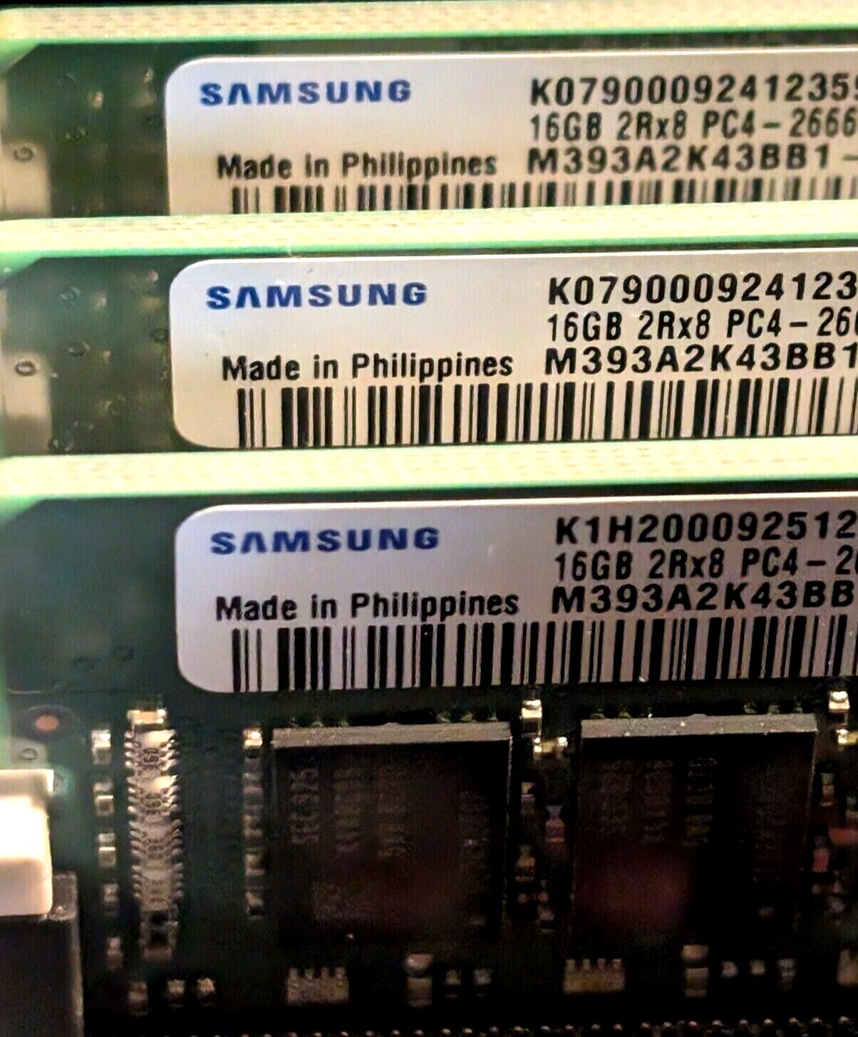 4 x 16GB (64GB TOTAL) SAMSUNG 2Rx8 PC4-2666V-RE1-12-MA0 M393A2k43BB1-CTD6Q K