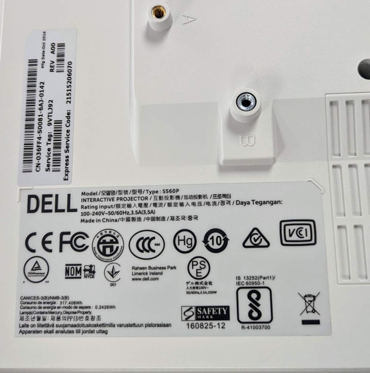 New Dell S560P UST Ultra Short Throw DLP Projector - FHD 1080P 3400 ANSI LUMENS