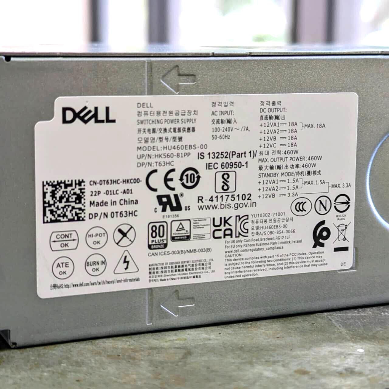 Dell XPS 8950 HU460EBS-00 460W PSU Power Supply - 0T63HC T63HC 80 Plus Bronze