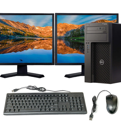Dell i7 Desktop Computer Up To 16GB RAM 1TB SSD/HDD Dual 22in LCD Windows 10 Pro
