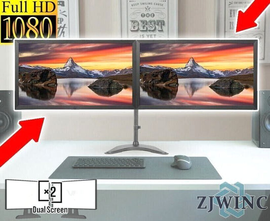 DUAL FHD 1080p 22" to 23" Monitors w/ Stand and Power Cord from DELL HP Lenovo