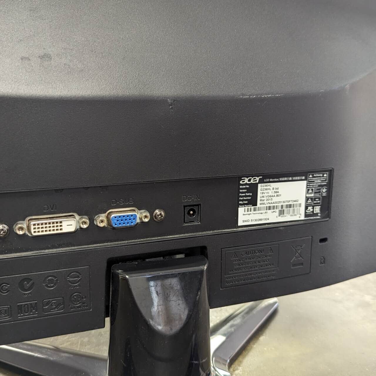Acer G236HL LED LCD Monitor good condition