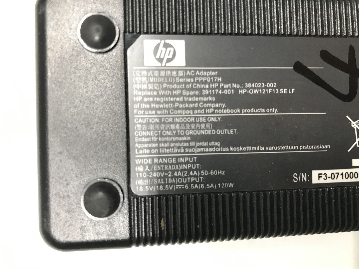 Genuine HP 120W 18.5V 6.5A AC Power Adapter 384023-001 391174-001 with Cord