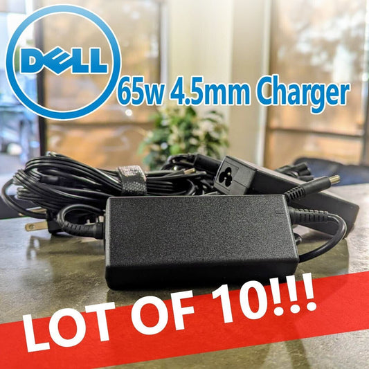 LOT 10 Genuine Dell 65W AC Adapter small tip 4.5mm for Chromebooks Inspiron XPS