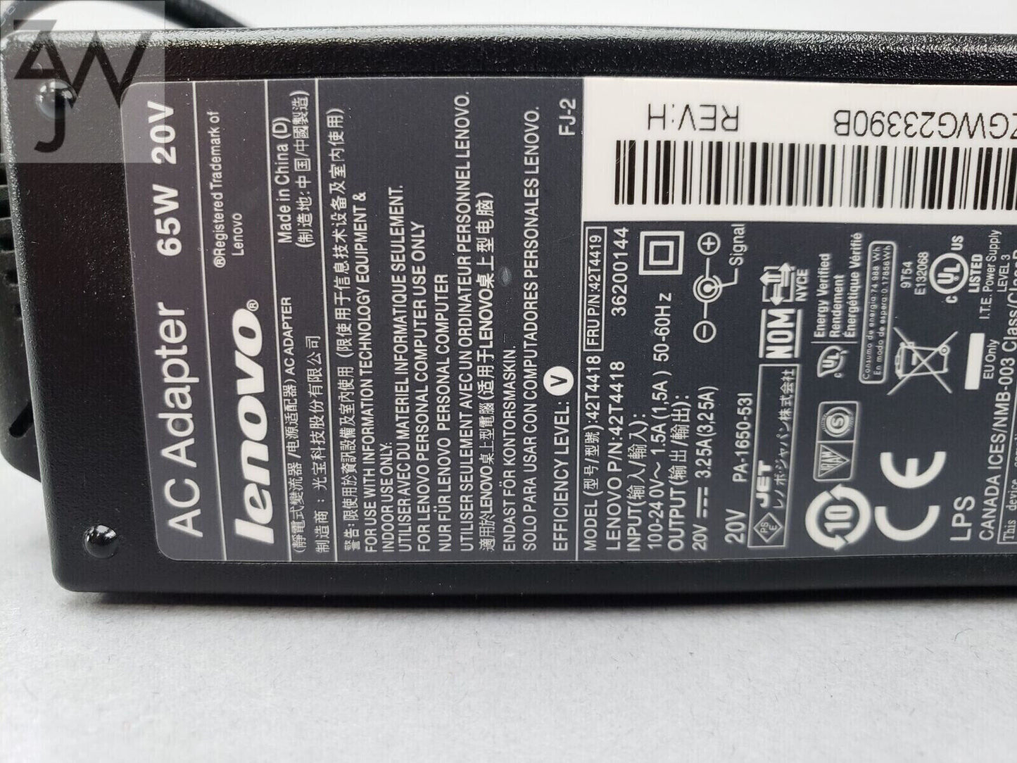 LOT 100 Lenovo Thinkpad T420-4180 92P1159 65W Large Round AC Power Adapter Cable