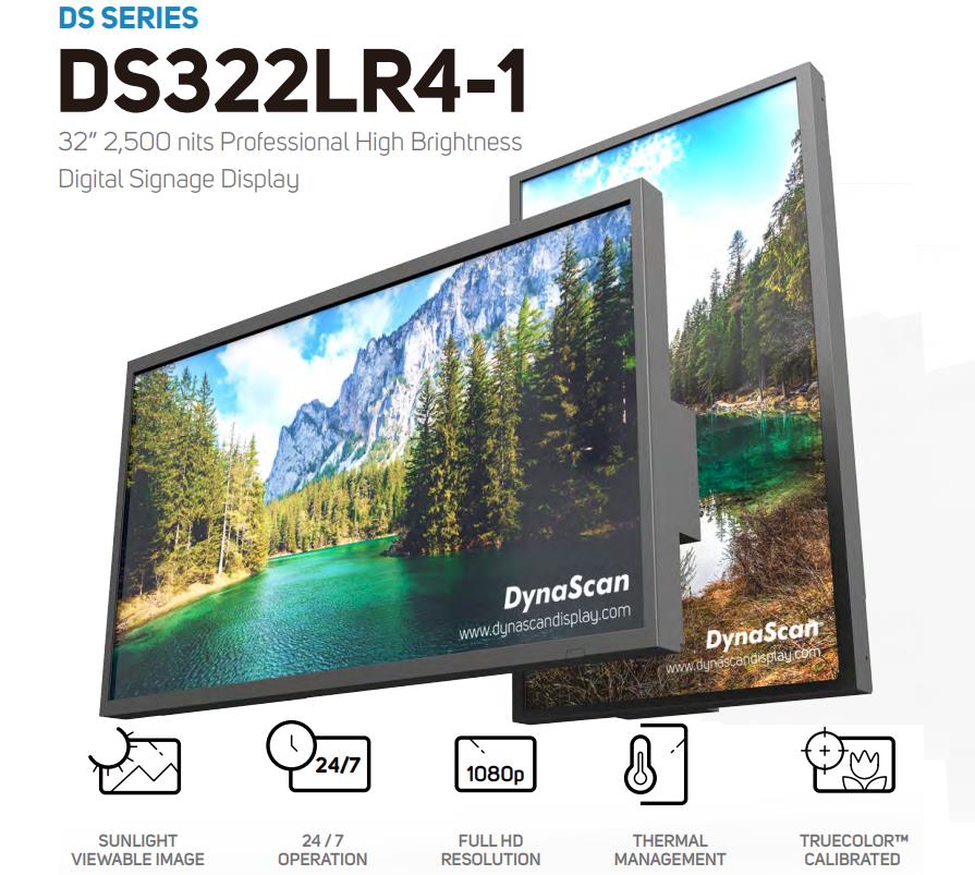 Dynascan DS2 32" Digital Signage Display DS322LR-1 FHD LCD LED 24/7 2500 nits