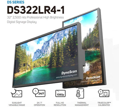 Dynascan DS2 32" Digital Signage Display DS322LR-1 FHD LCD LED 24/7 2500 nits