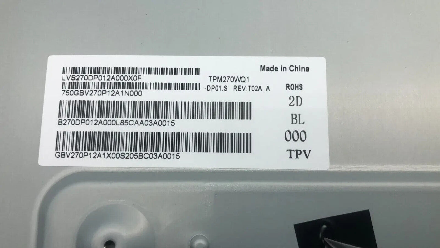 ACER XZ271 LCD LED PANEL TPV 27 QHD NONE GLARE TPM270WQ1-DP01.S T02A 250NIT 21MS