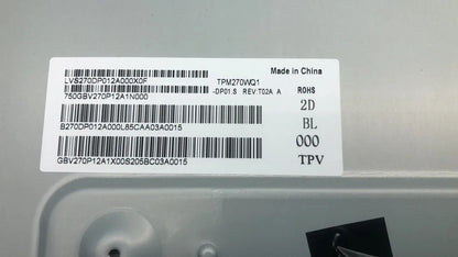 ACER XZ271 LCD LED PANEL TPV 27 QHD NONE GLARE TPM270WQ1-DP01.S T02A 250NIT 21MS
