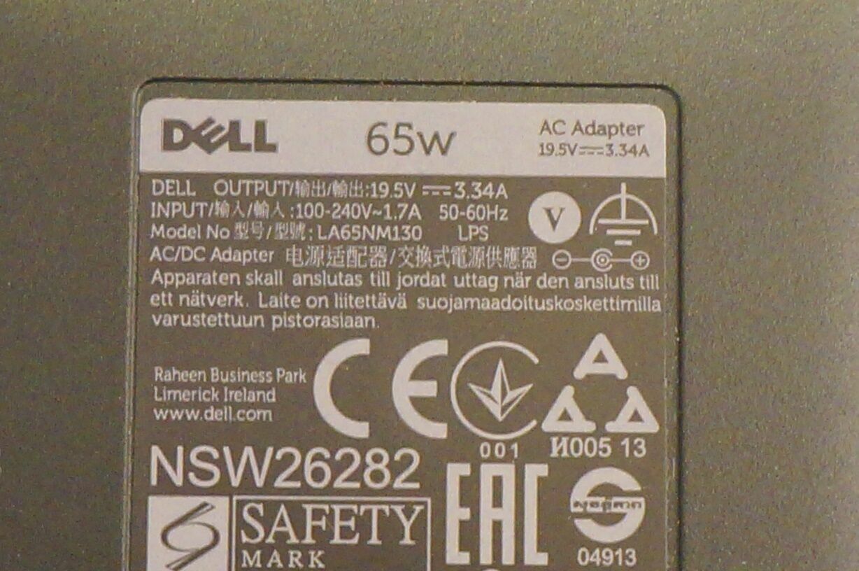 OEM Dell E7240 E7250 E7440 E7450 E7470 E7270 65w Slim AC adapter LA65NM130 JNKWD