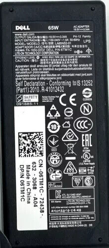 65W AC Adapter Charger DELL Vostro 2420 2520 3460 3560 3360 Power Supply Cord