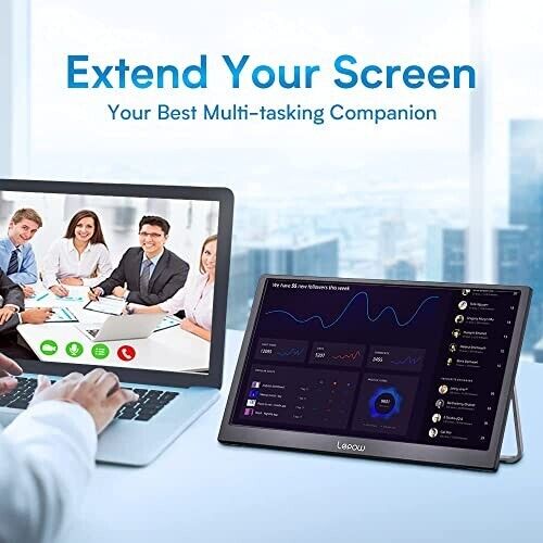 C2 Portable External Monitor 15" USB-C HDMI Gaming IPS Display Screen Speaker