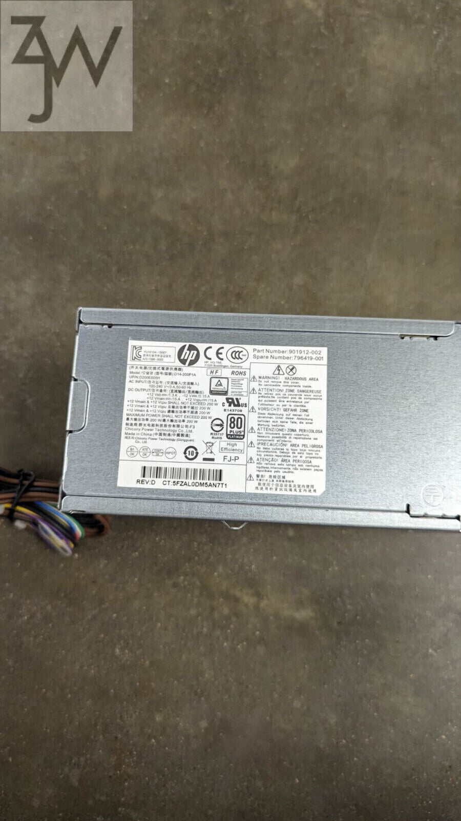 901912-003/004/001 796419-001 796349-001 HP 200W Power Supply 600 G2 800 G2 SFF