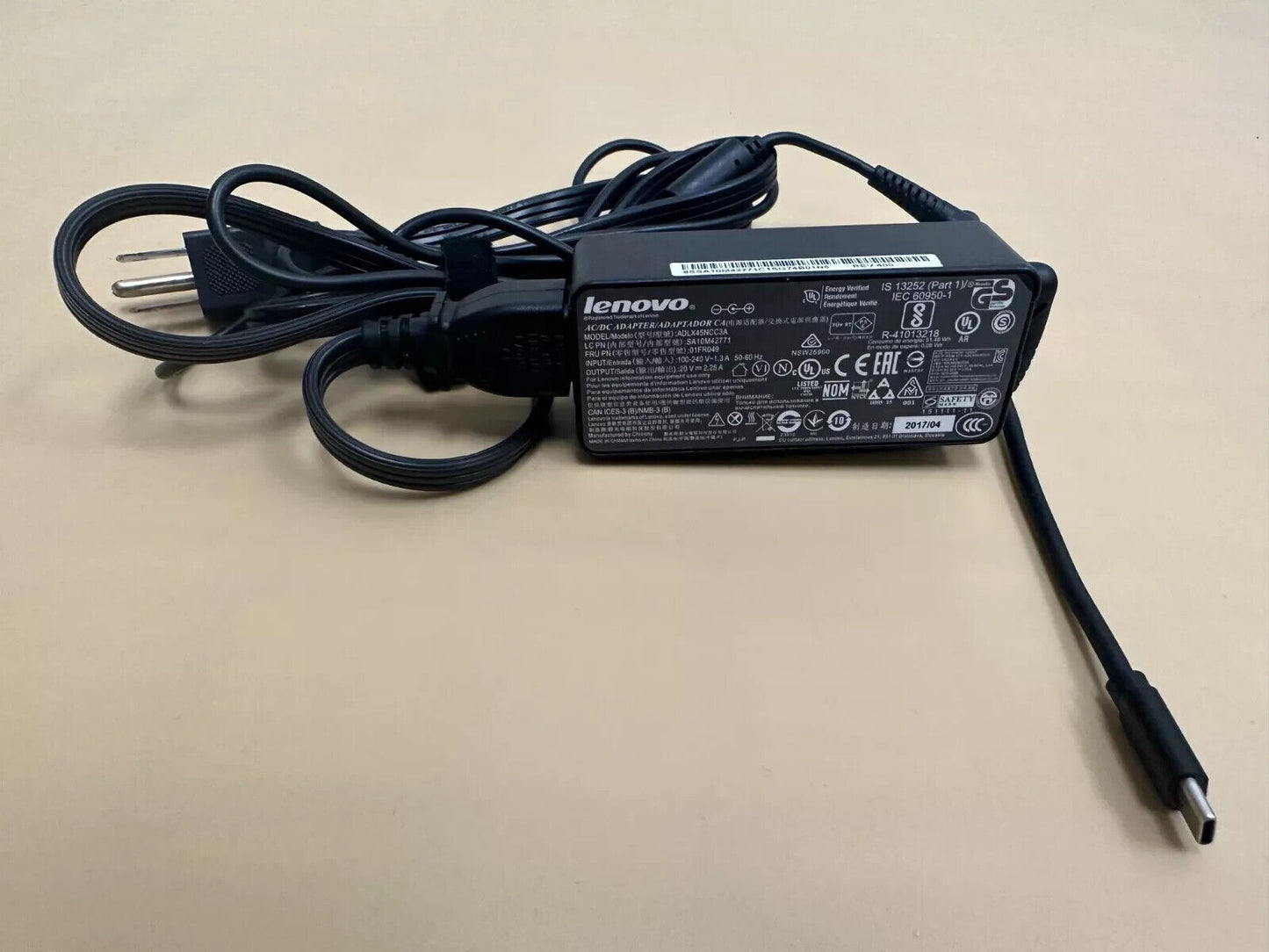 45W USB-C Charger For Lenovo ThinkPad T480 T580s T490 T495s Power Supply Cord