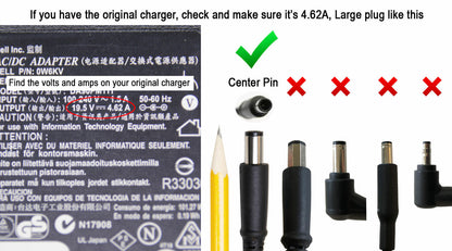 Genuine DELL Latitude E7250 E7450 E6540 E6520 90W AC Charger Power Cord Adapter