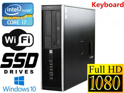 Gaming PC Desktop HP 8300 SFF i7 32GB 512GB SSD HD7570 Windows 10 WIFI +KB