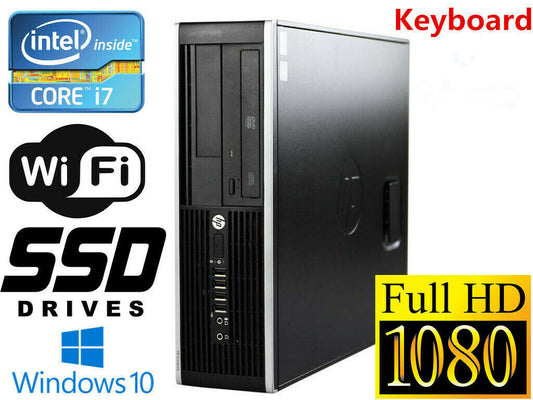 Gaming PC Desktop HP 8300 SFF i7 32GB 512GB SSD HD7570 Windows 10 WIFI +KB