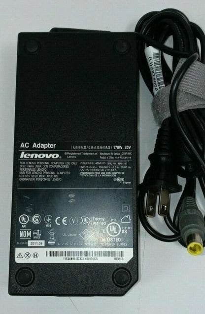 Genuine Lenovo ThinkPad W520 W530 AC Adapter 45N0116 45N0117 170W 20V 8.5A OEM