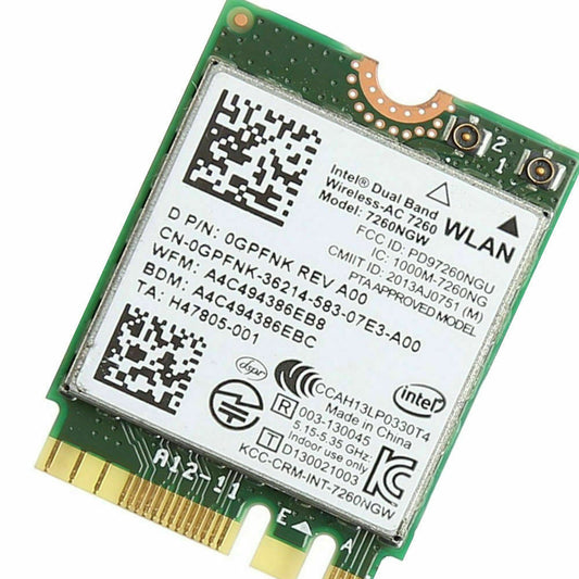Intel Wireless 7260 WiFi 802.11 ac/a/b/g/n + Bluetooth 4.0 Dual Band M.2 GPFNK