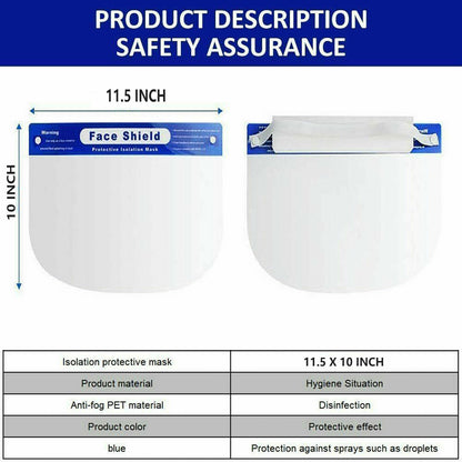 Safety Full Face Shield COVER Clear Protector Anti-Splash Work Industry Dental
