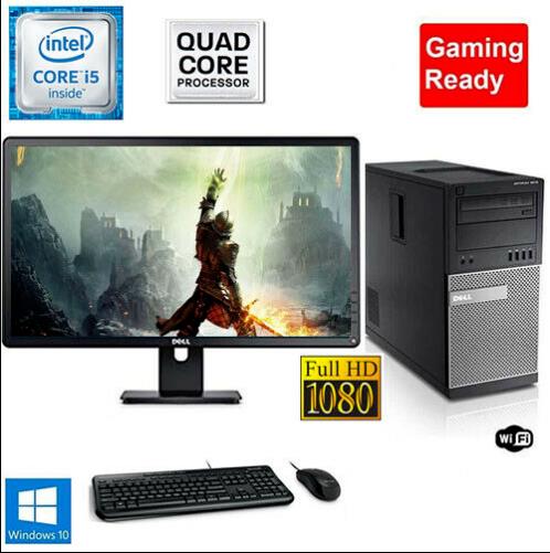 Gaming PC Desktop Computer DELL i5 16GB 512GB SSD R9-350 Win10 WIFI W/KB HDMI