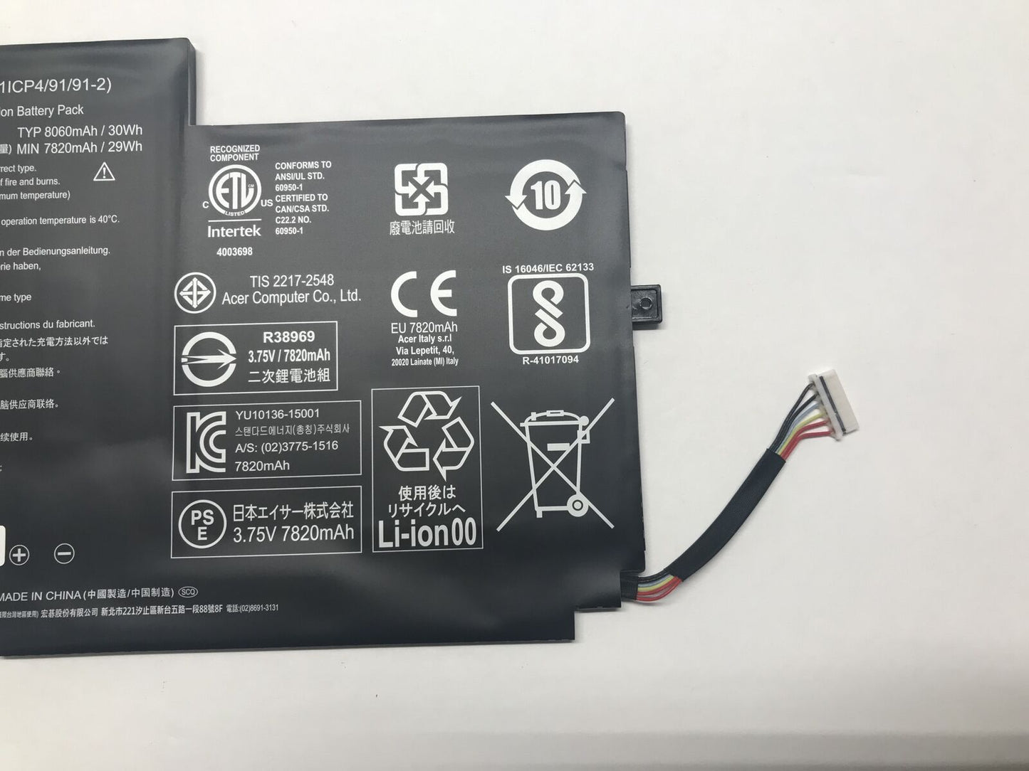 Acer Aspire Switch 10 SW3-013 SW3-013P KT.00203.009 1ICP4/91 Battery AP15A3R
