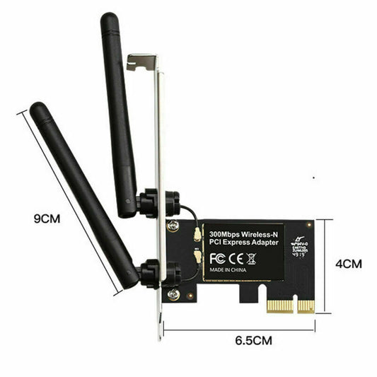 Desktop PCI Express WiFi Adapter 300Mbps 2.4Ghz Network Card Windows 7 10 NEW