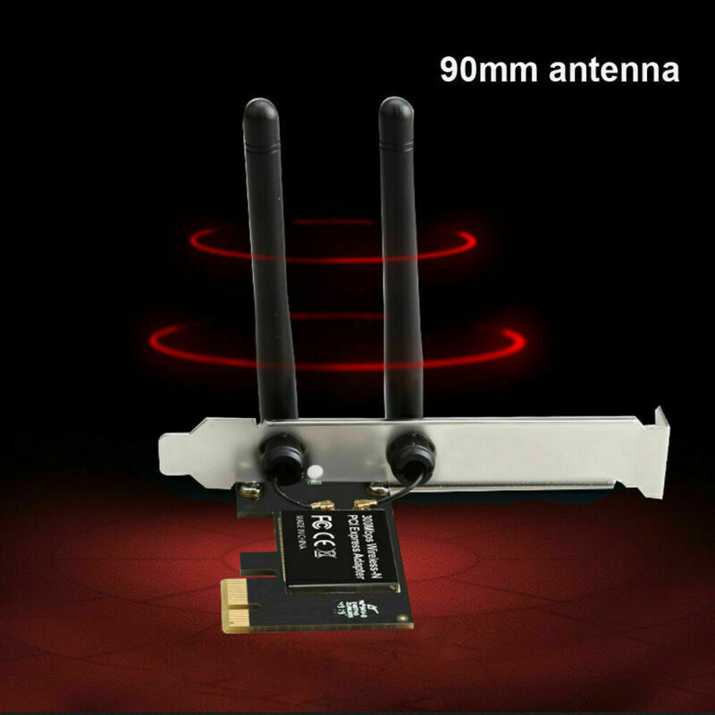 Desktop PCI Express WiFi Adapter 300Mbps 2.4Ghz Network Card Windows 7 10 NEW