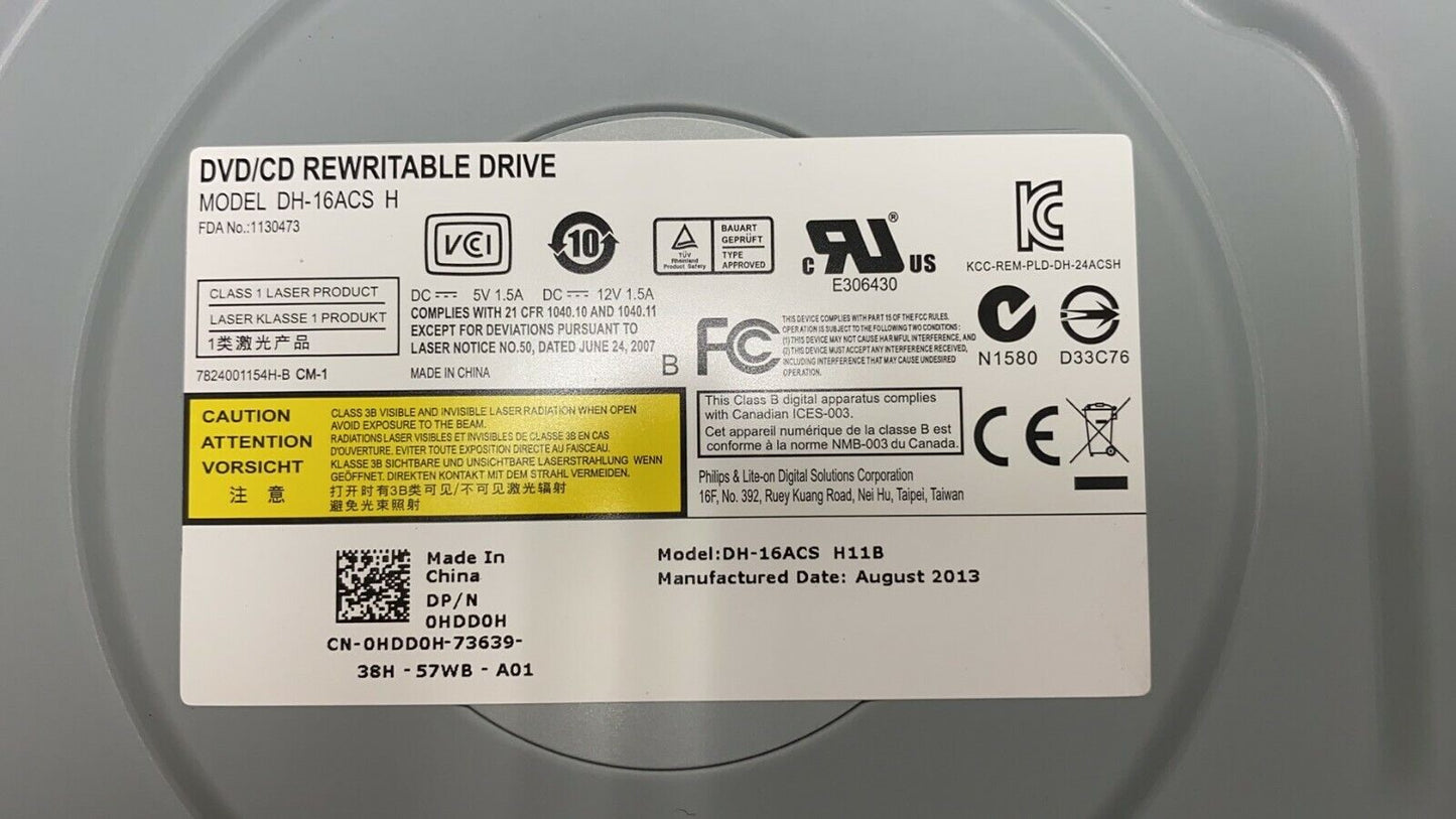 New Dell DVD-RW Drive Black HDD0H DH-16ACS For Optiplex 380 3010 390 580 7010