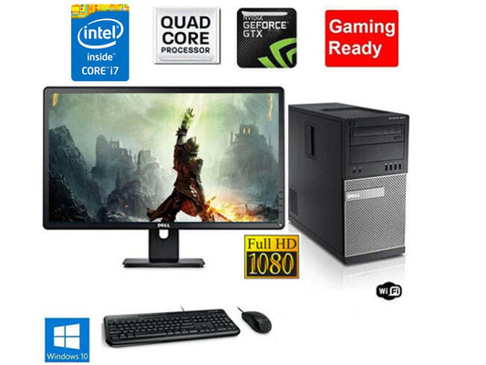 Gaming PC Desktop Computer Dell i7 16GB RAM R9-350 512GB SSD  Win10 WIFI +KB