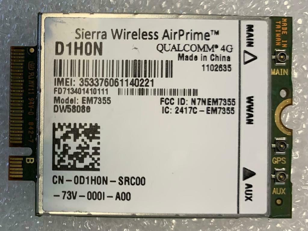 D1H0N Dell Sierra Wireless Airprime DW5808e Qualcomm 4G EM7355 Card
