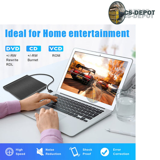 Laptop Re-Writer Burner Reader RW Drive External Portable CD/DVD Drive Slim USB
