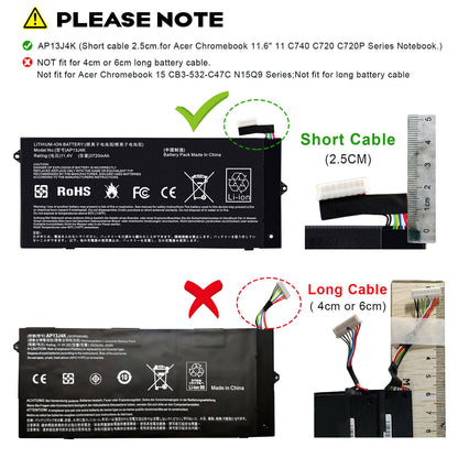 OEM AP13J4K Battery Acer Chromebook 11.6" C720 C740 C720-2848 14 CB3-431 AP13J3K