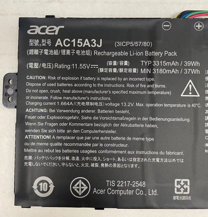 Acer Chromebook CB5-132T-C9KK 11.6" New Battery 11.55V 37Wh 3180mAh AC15A3J