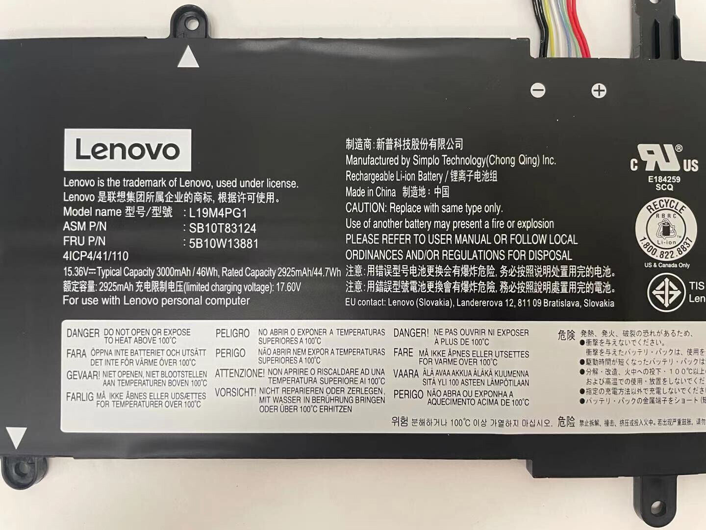 L19M4PG1 Battery for Lenovo ThinkPad 11e Yoga 6th Gen 20SE 20SF L19C4PG1