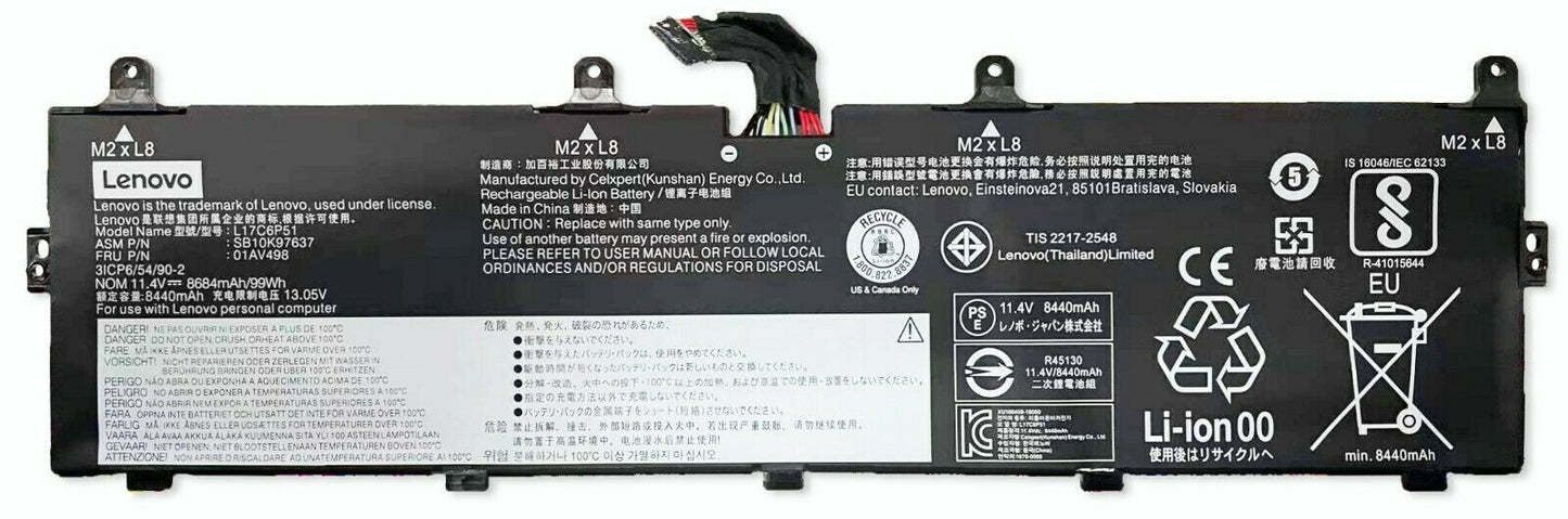 L17M6P52 L17C6P51 Genuine battery for Lenovo ThinkPad P72 P73 SB10K97637 8690mAh