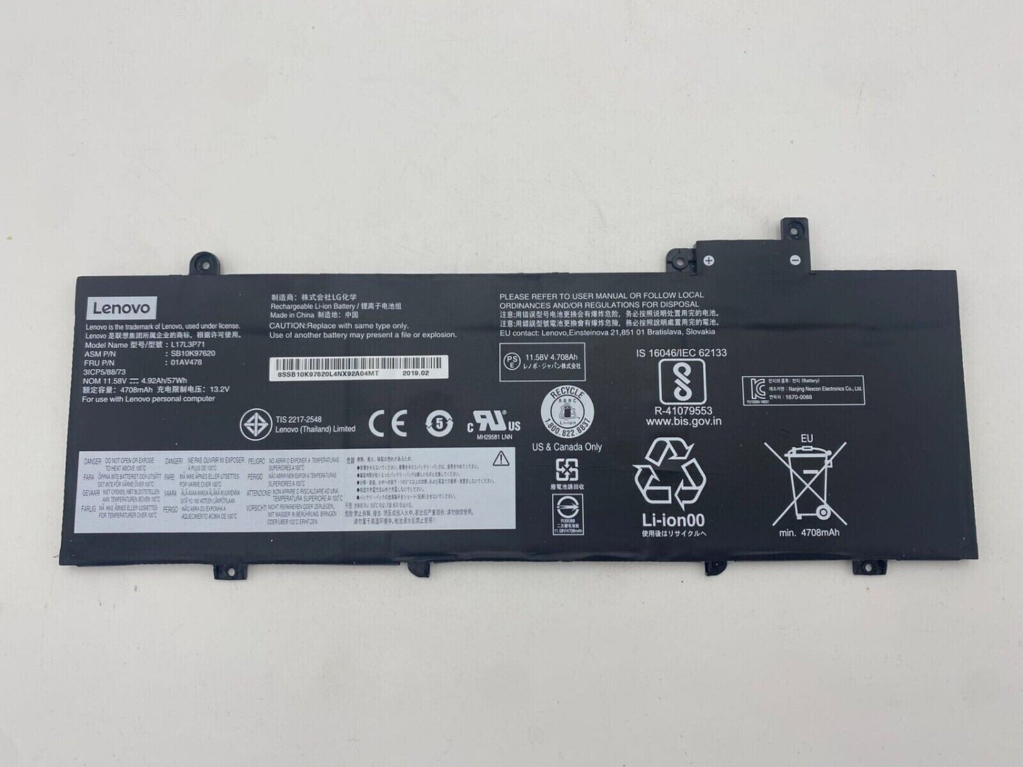OEM Genuine 01AV478 01AV480 L17L3P71 L17M3P71 Battery for Lenovo ThinkPad T480s