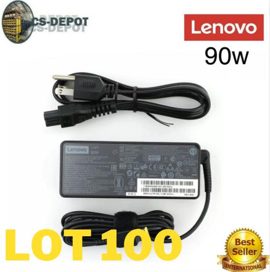 LOT 100  Lenovo ThinkPad Laptop AC Charger Adapter 90W 20V 4.5A-SQUARE SLIM TIP