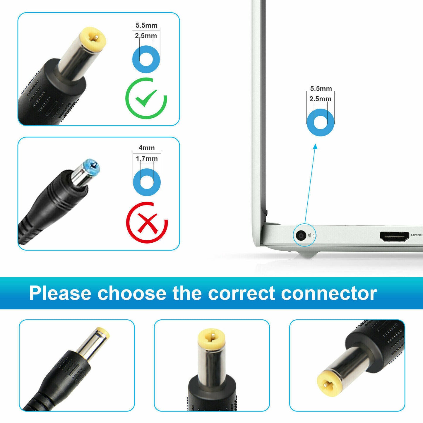 65W AC Adapter Charger for Toshiba Satellite ASUS Acer Laptop 5.5*2.5mm