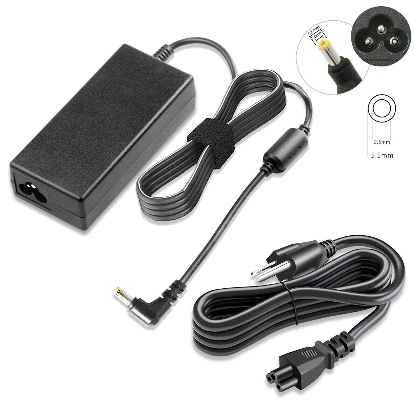 65W AC Adapter Charger for Toshiba Satellite ASUS Acer Laptop 5.5*2.5mm